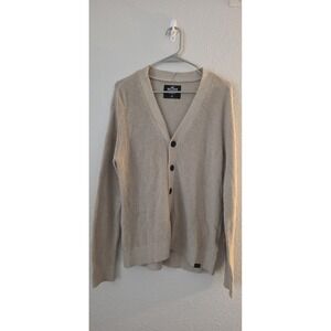 Hollister Cardigan Sweater Womens XS Beige Button Front V Neck Oversized Knit